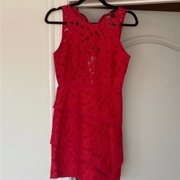 BCBGMAXAZRIA Hanah Red Holiday Festive Dress Size 2 - Picture 5 of 7